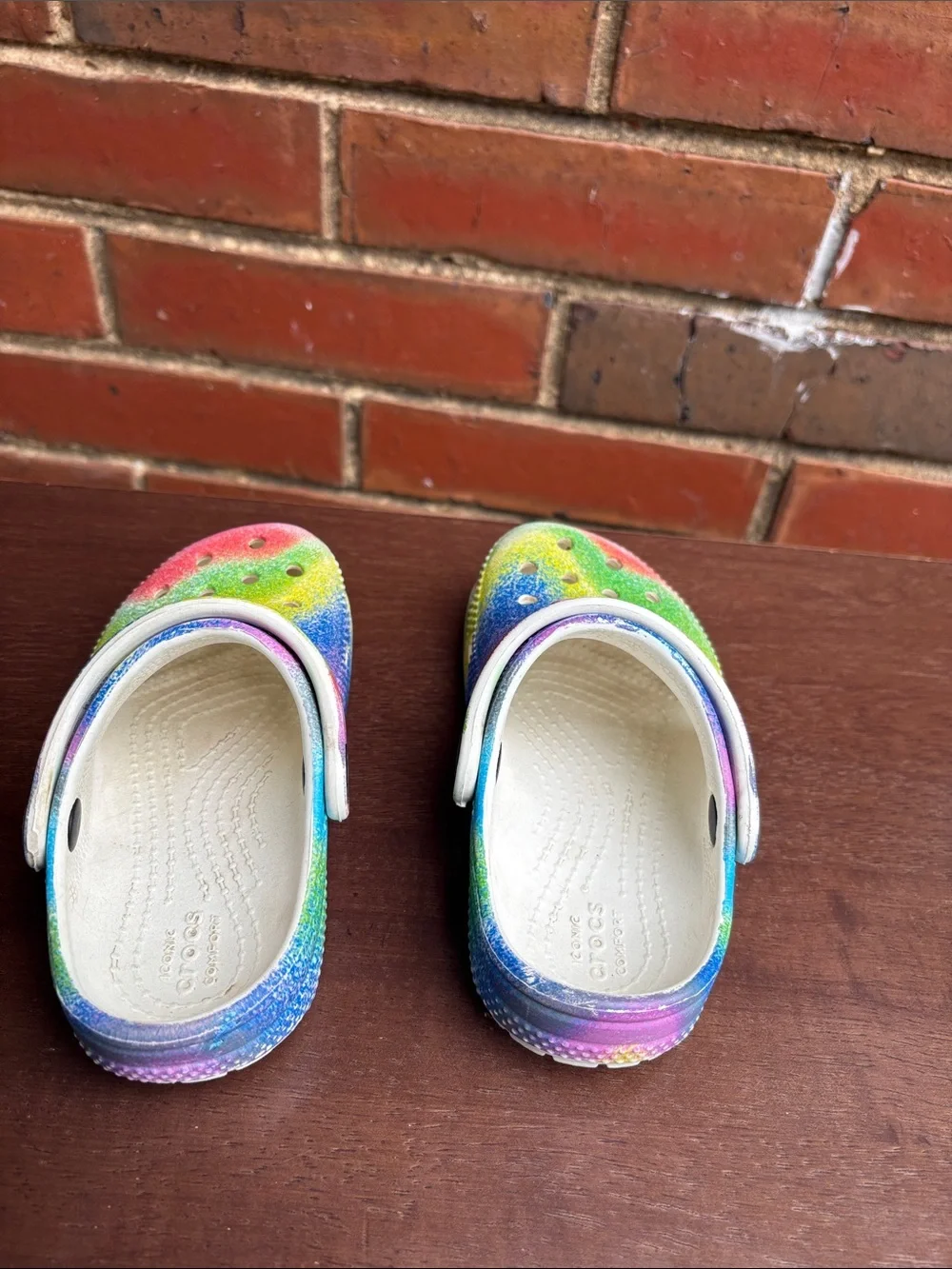 CROCS Kids Tie-Dye Slip-On Clogs in Rainbow Colors